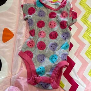Gray and Pink Smiley Face Onesie